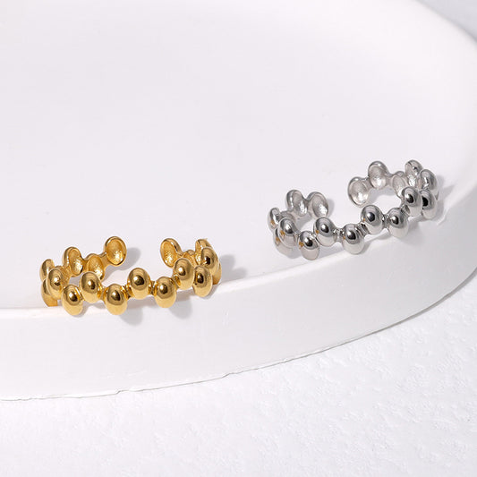 Irregular Geometric Titanium Steel Female Open Rings