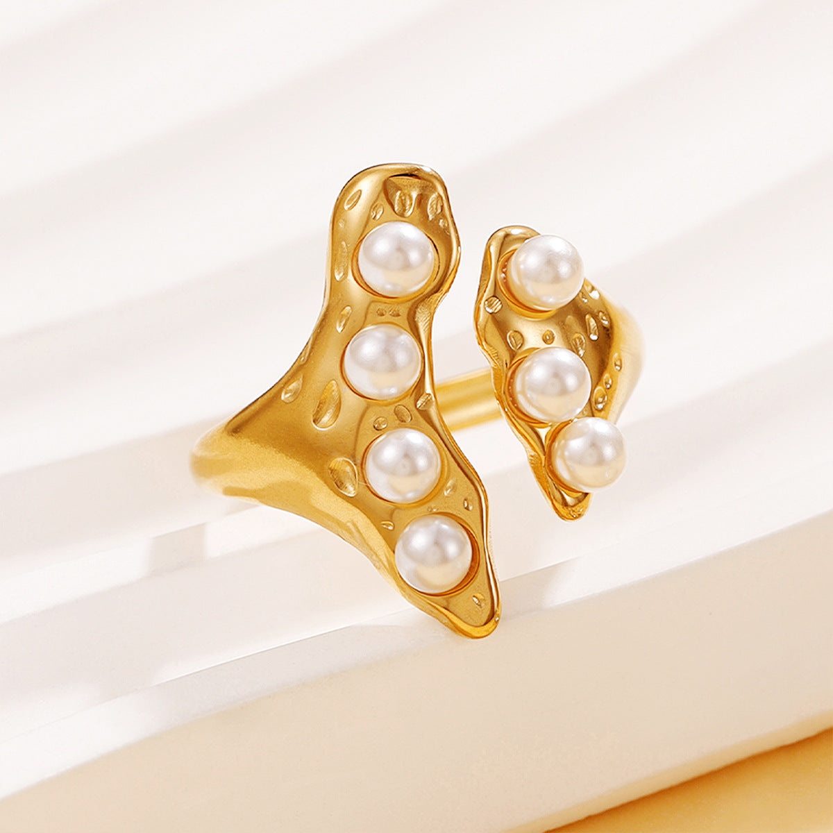 French Vintage Style Geometric Shaped Stainless Ring