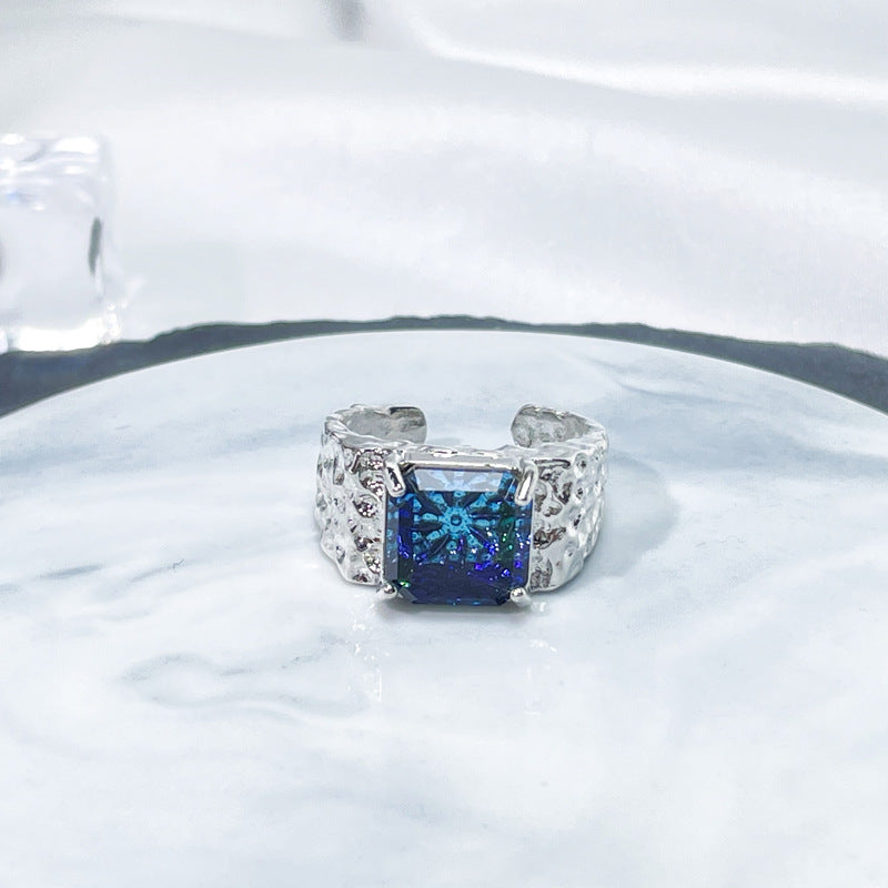 Female Niche Irregular Blue Series Simple Refined Stylish Versatile Rings