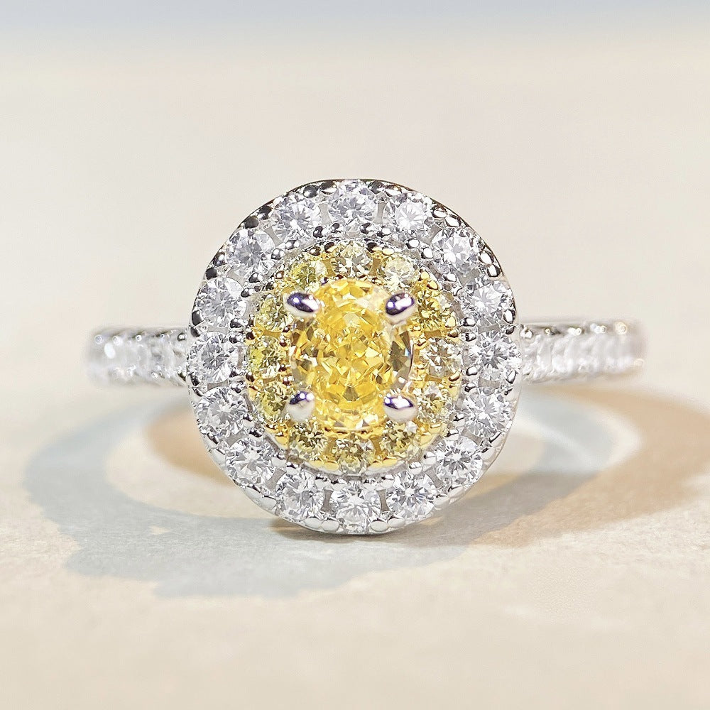 Rhinestone Female Cute Style Simple Peach Heart Ice Flower Rings