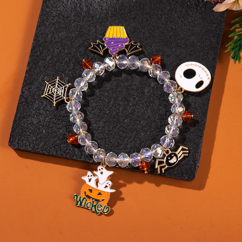 Halloween Element Female Pumpkin Skull Ghost Cat Bat Bracelets