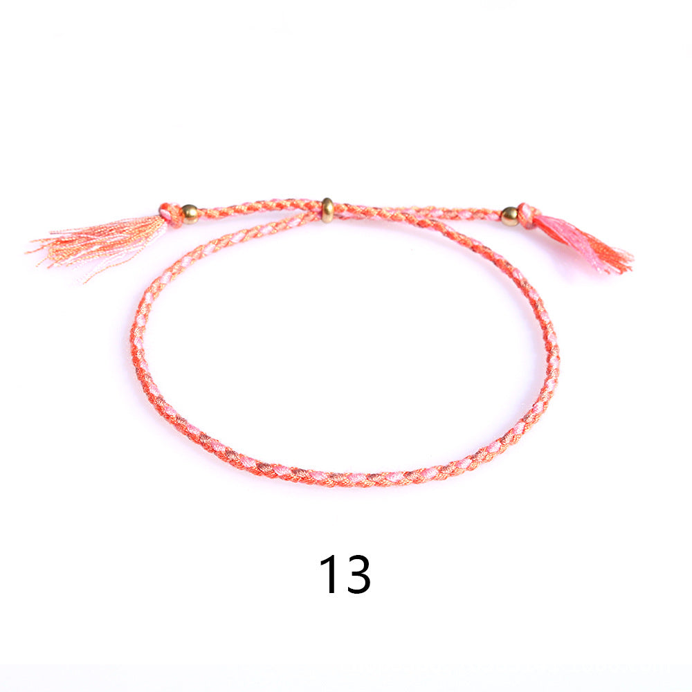 Women's & Men's Colorful Cotton String Friendship Copper Bead Bracelets