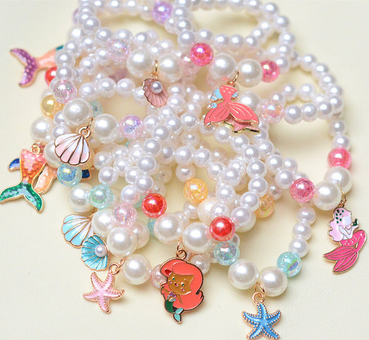 Children's Beaded Plate Beads Cartoon Mermaid Shell Bracelets