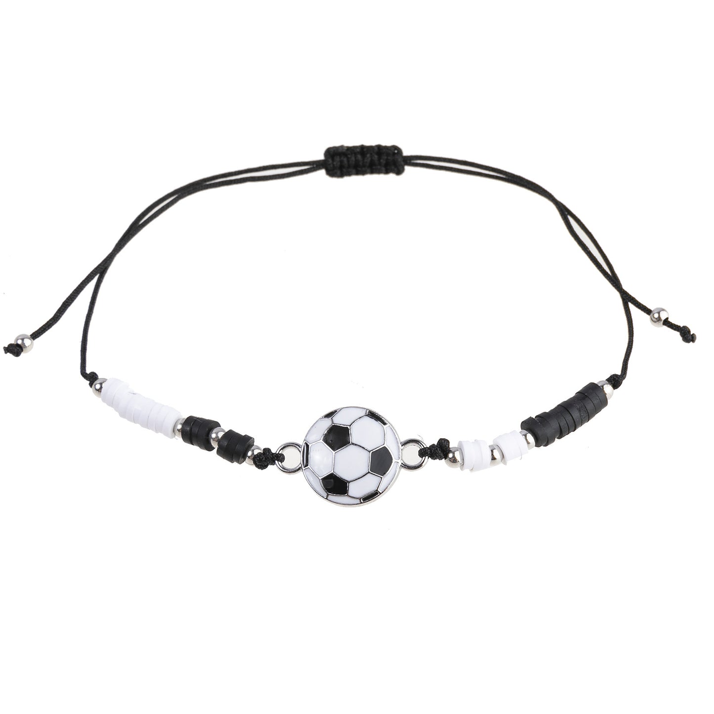 Black White Personalized Sports Football Woven Handmade Bracelet