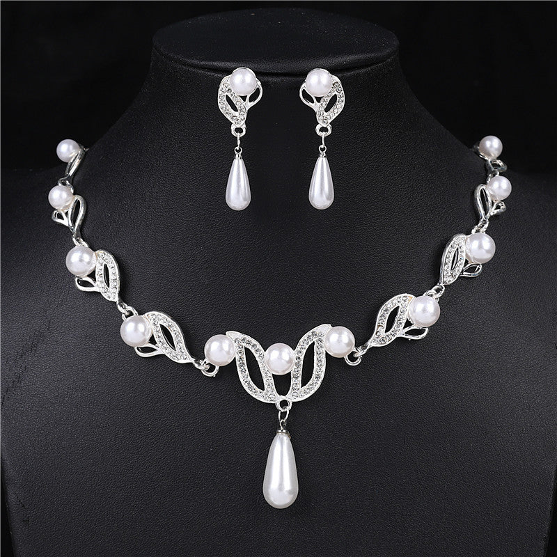 Price Pearl Female Fashion Temperament Alloy Drop-shaped Bride Formal Necklaces