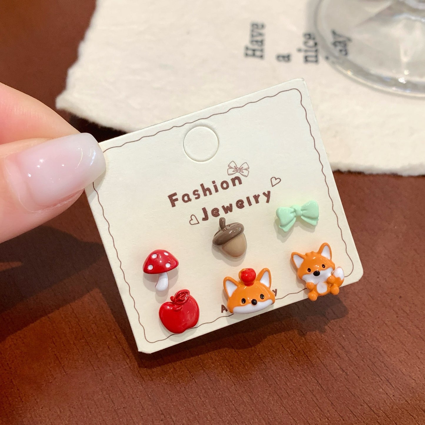 Cartoon Oil Dripping Fox Female Sier Needle Small Fun Animal Earrings