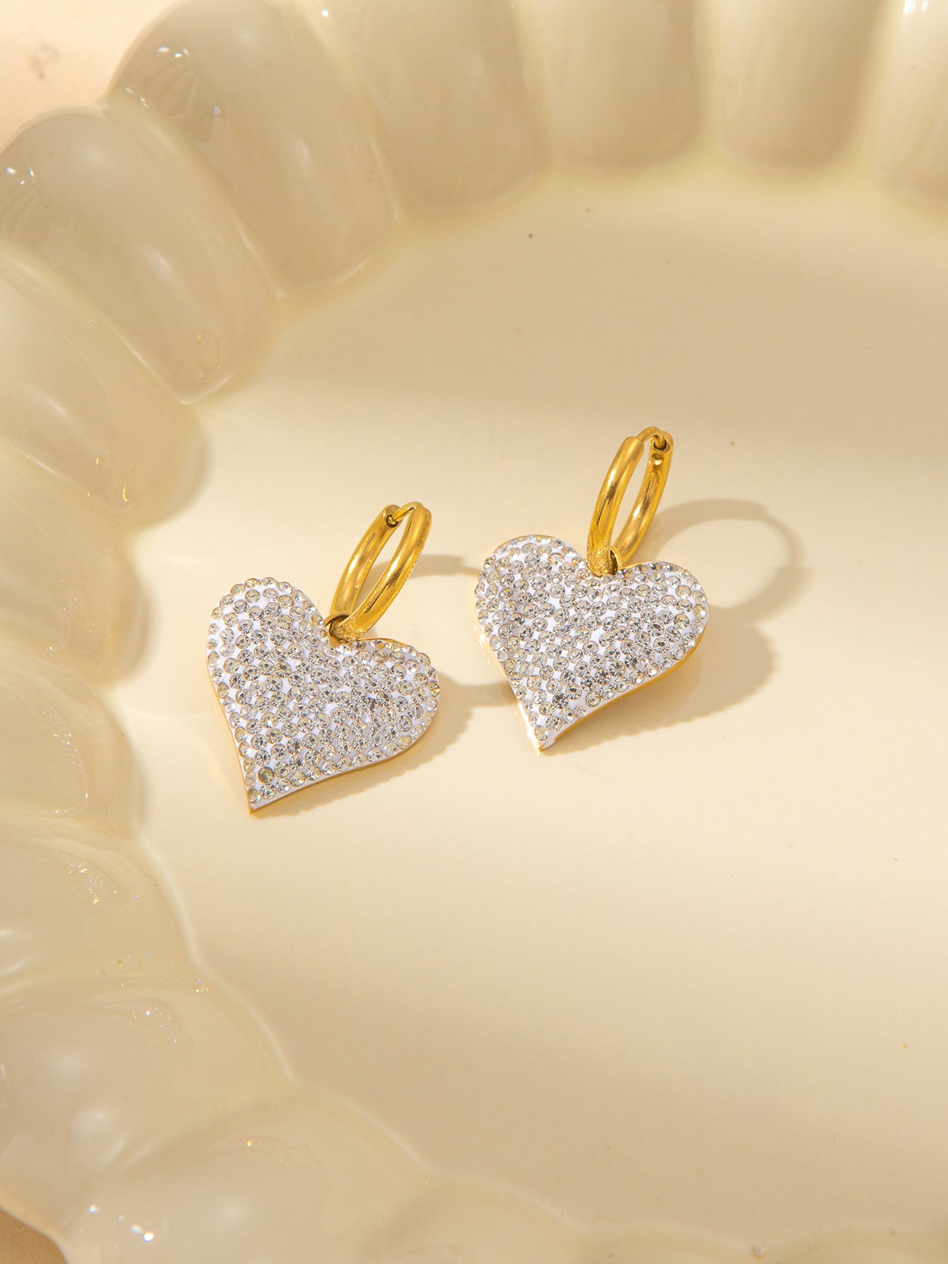 Women's Female With Hearts Zircon Light Luxury Design Earrings