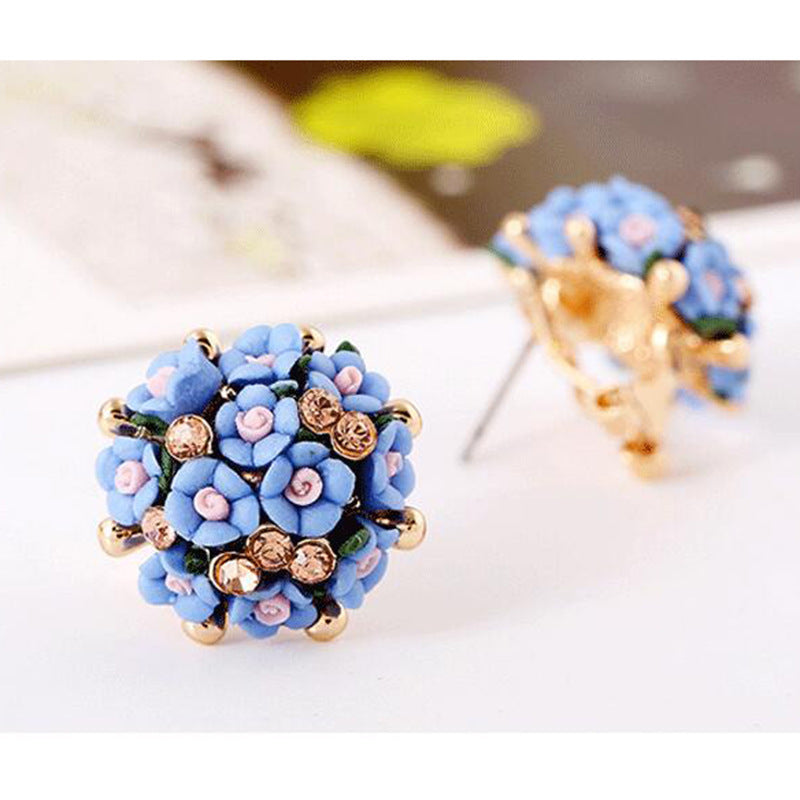 Ceramic Flower Small Commodity Rose Ear Stud Earrings