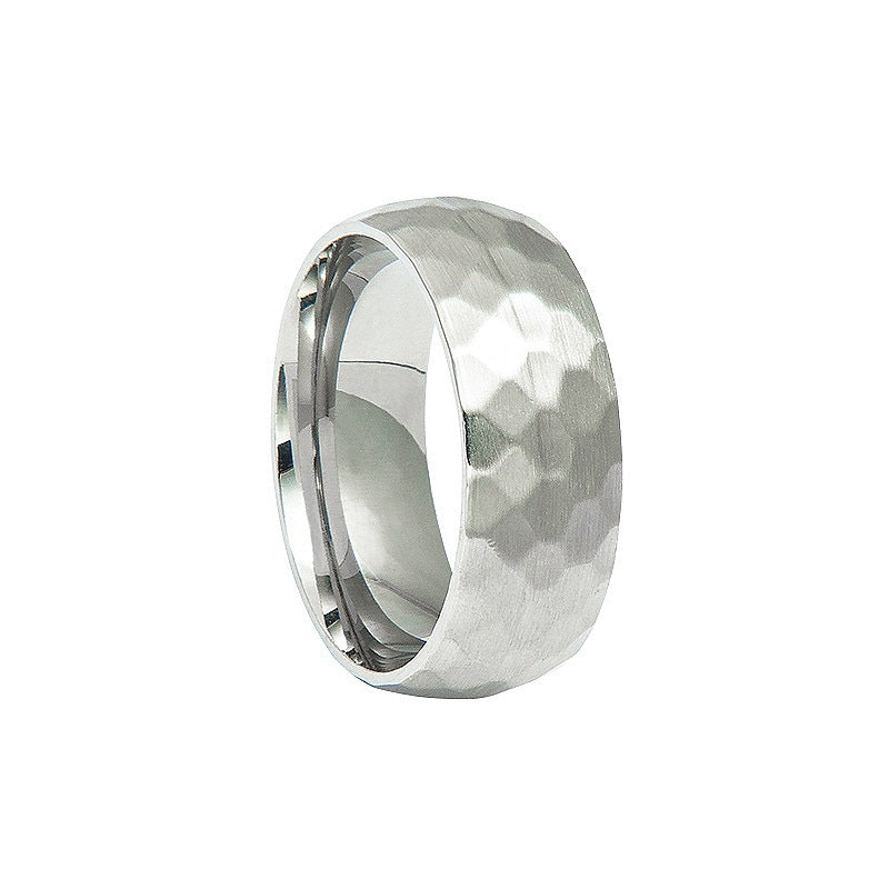 Men's Ornament Stainless Steel Surface Beat Pattern Rings