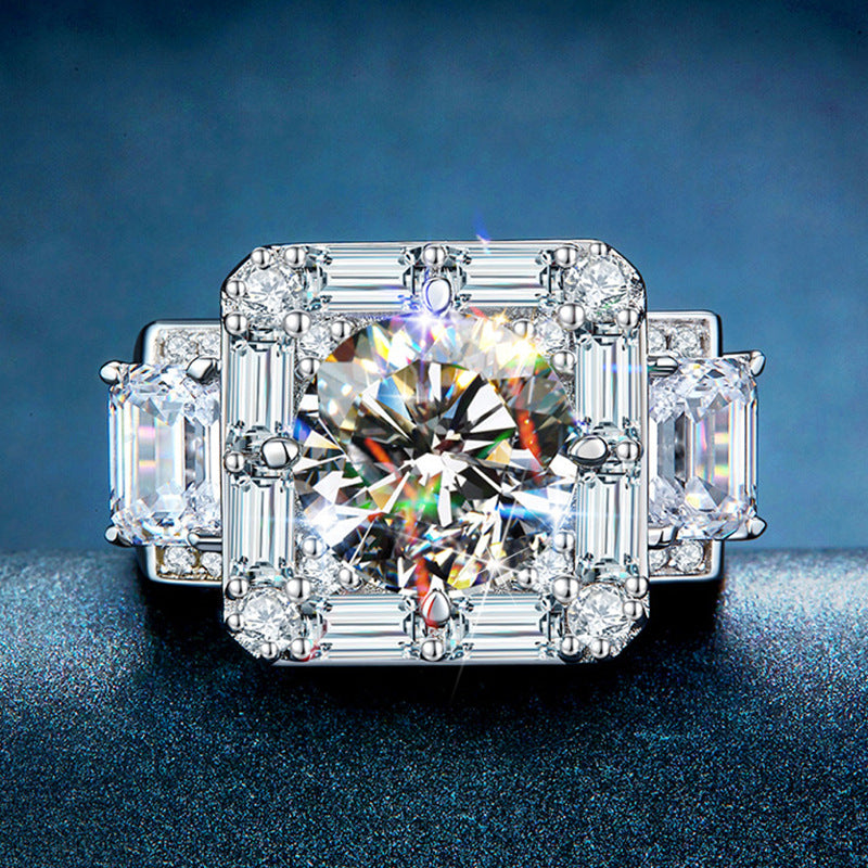 Imitation Moissanite Diamond Luxury Big White Gold Rings