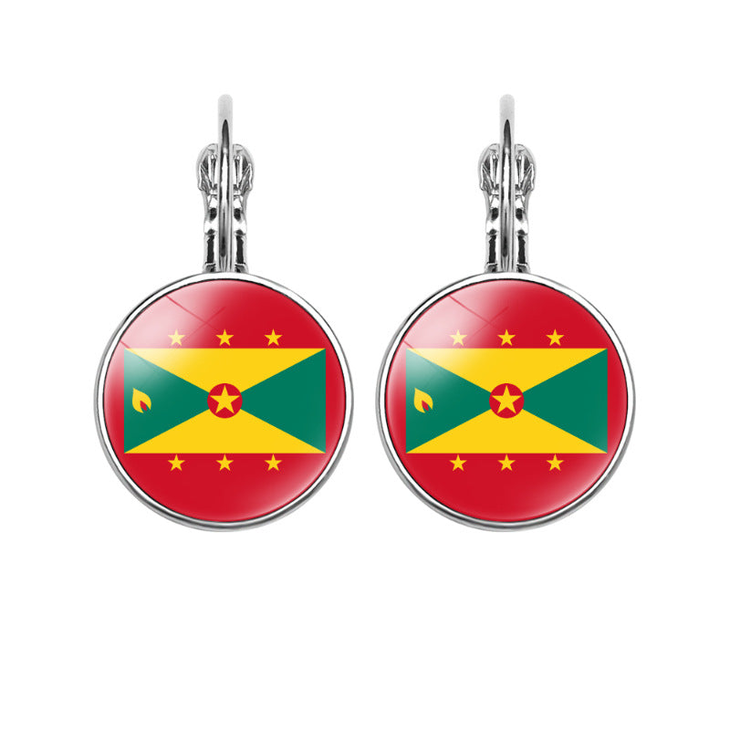 Women's National Flag Pattern Time Stone Eardrops Earrings