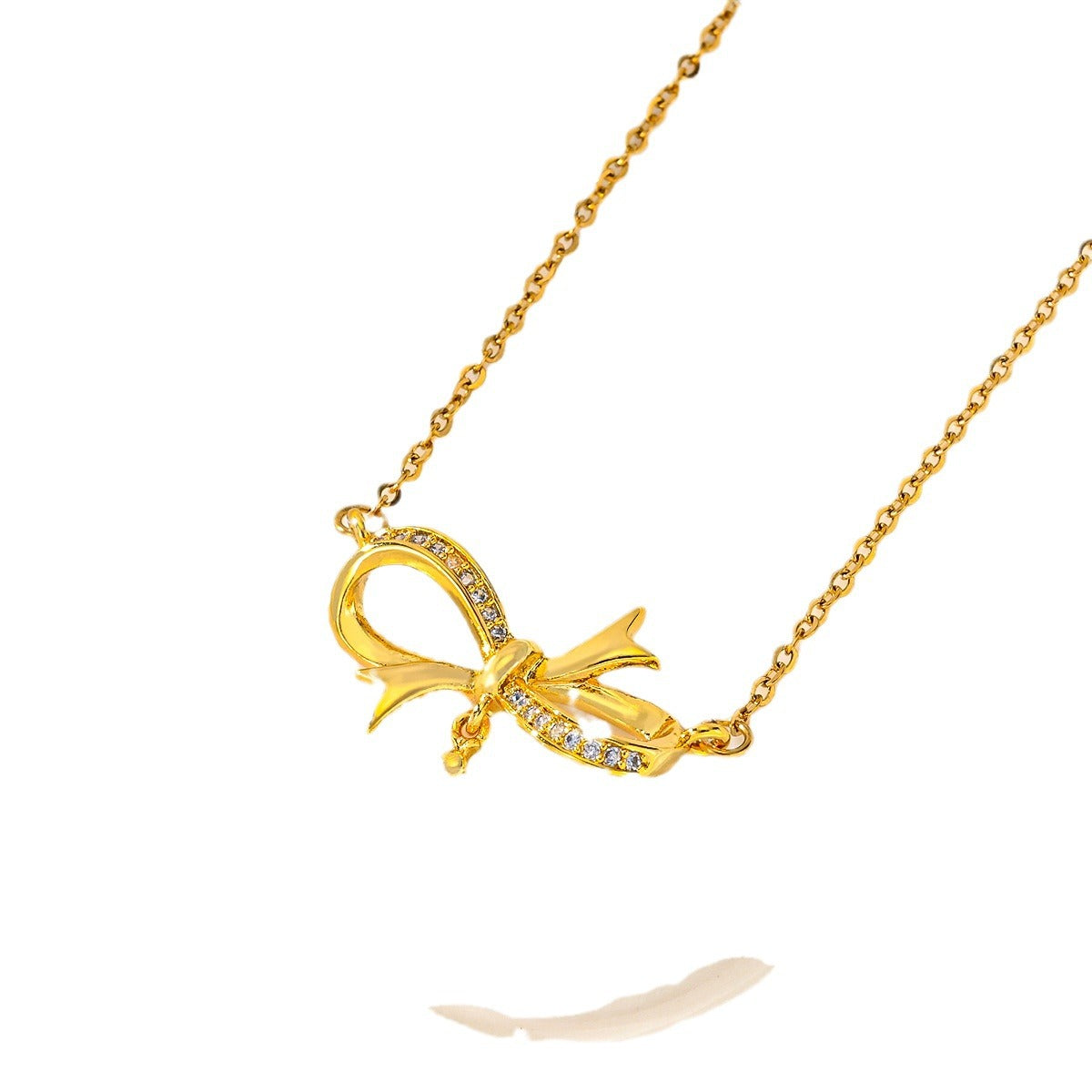 Women's Regular Chain Gang Drill Electroplated Bow Necklaces