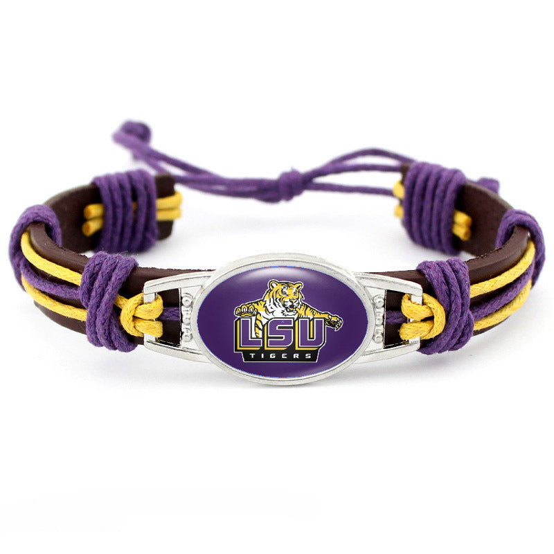 College Team Cowhide Woven Georgian Bulldog Bracelets