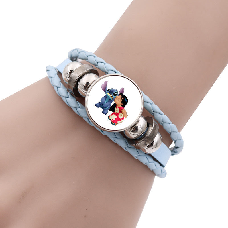 Men's Star Stitch Leather Cartoon Blue Woven Bracelets