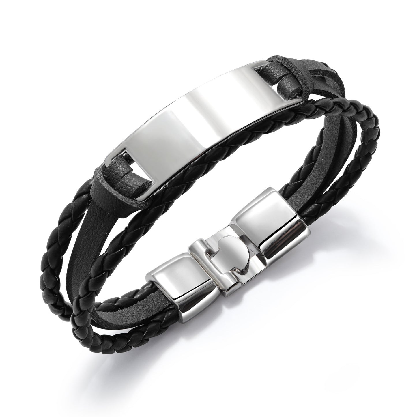 Men's Man Simple Versatile Braided Personalized Hip Hop Glossy Can Carve Bracelets