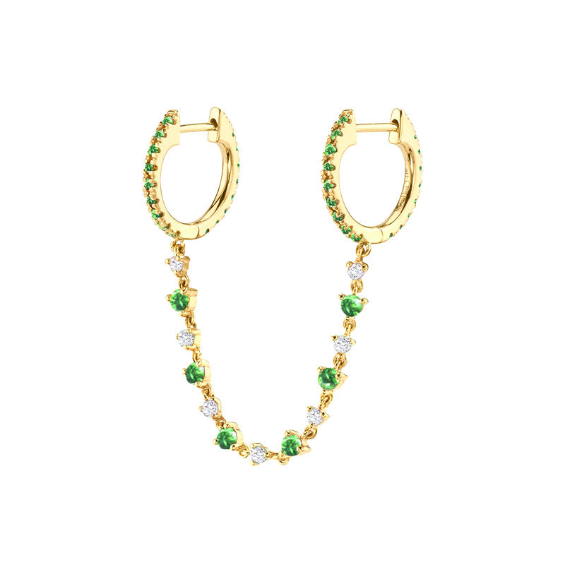 Women's Diamond Ear Chain Double Clip Fashion Trend Eardrop Earrings
