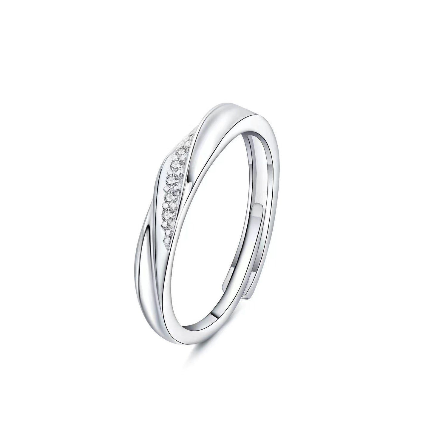 Classic Couple Wedding Diamond Adjustable Mouth Ring