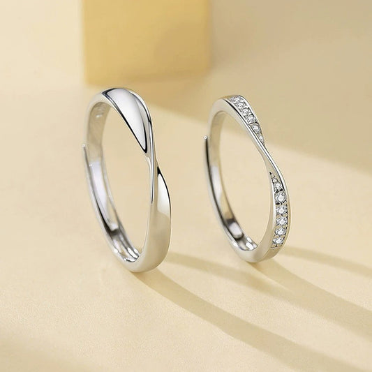 Strip Couple Diamond Open-end Zircon Female Rings