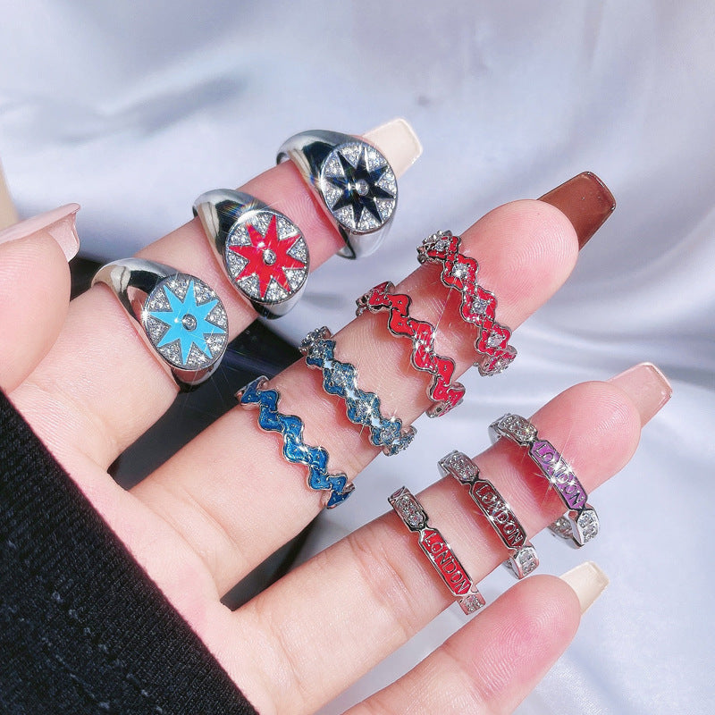 Glazed Open Female Letter Niche Bag Rings