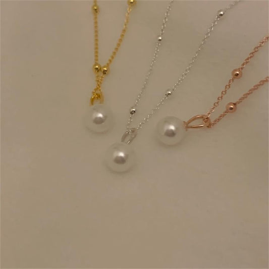 Korean Style Sterling Sier Beads Simple Cool Necklaces