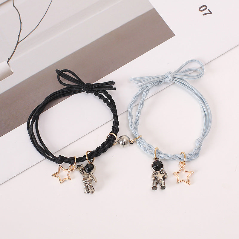 Spaceman Hollow Pentagram Woven Hand Strap Couple Suction Bracelets