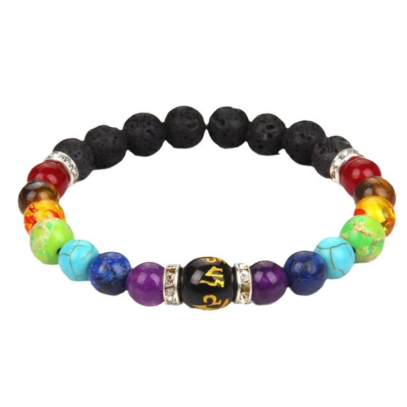 Women's Volcanic Stone Colorful Yoga Energy Six Bracelets