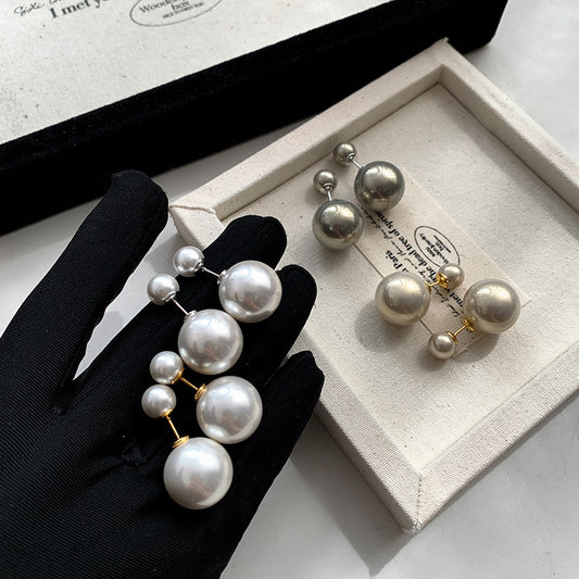 Big Small Balls Two Sides Pearl Earrings