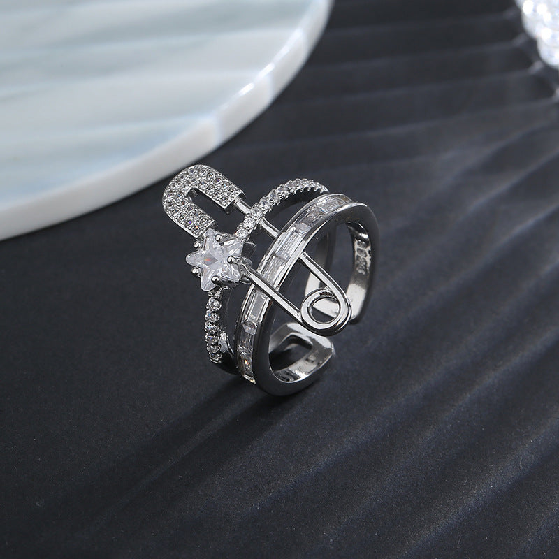 High-grade Pin Clip Exaggerated Open Index Rings