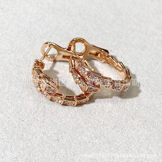 Full Diamond Fritillary Ring-shaped Activity Sweet Earrings