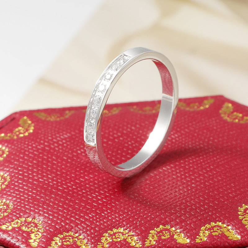 Diamond Titanium Steel Gold-plated Female Cold Rings