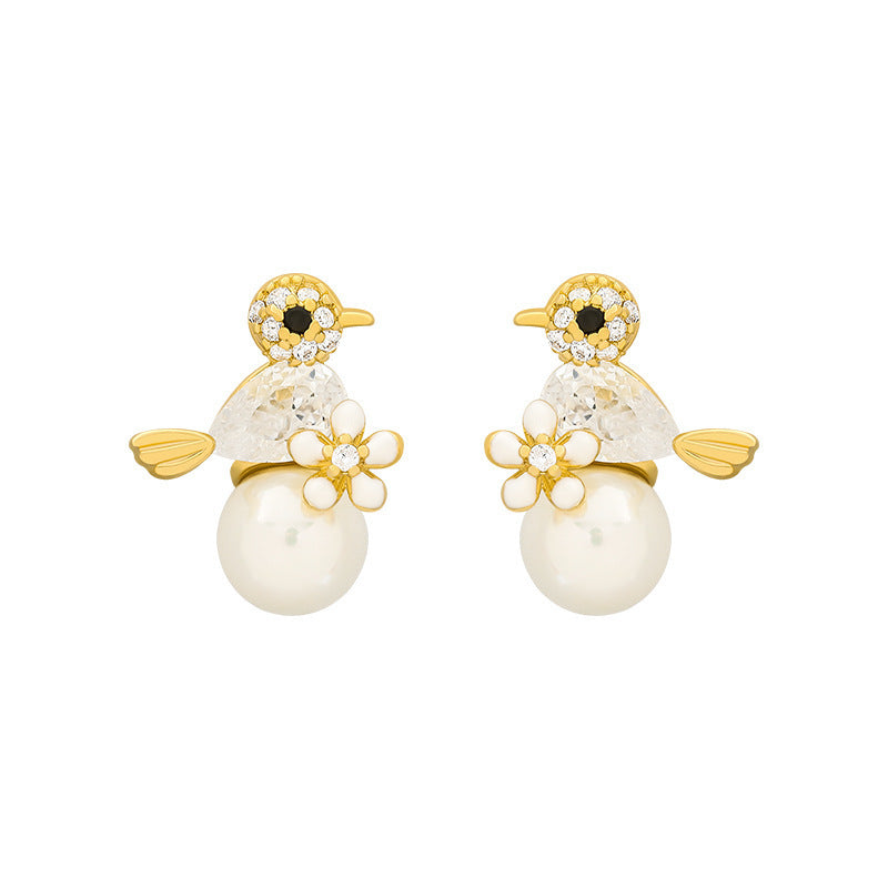 Full Diamond Pony Wings Cute Owl Earrings