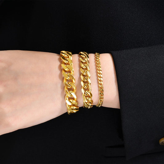 Stainless Steel Gold Thick Female Stylish Bracelets