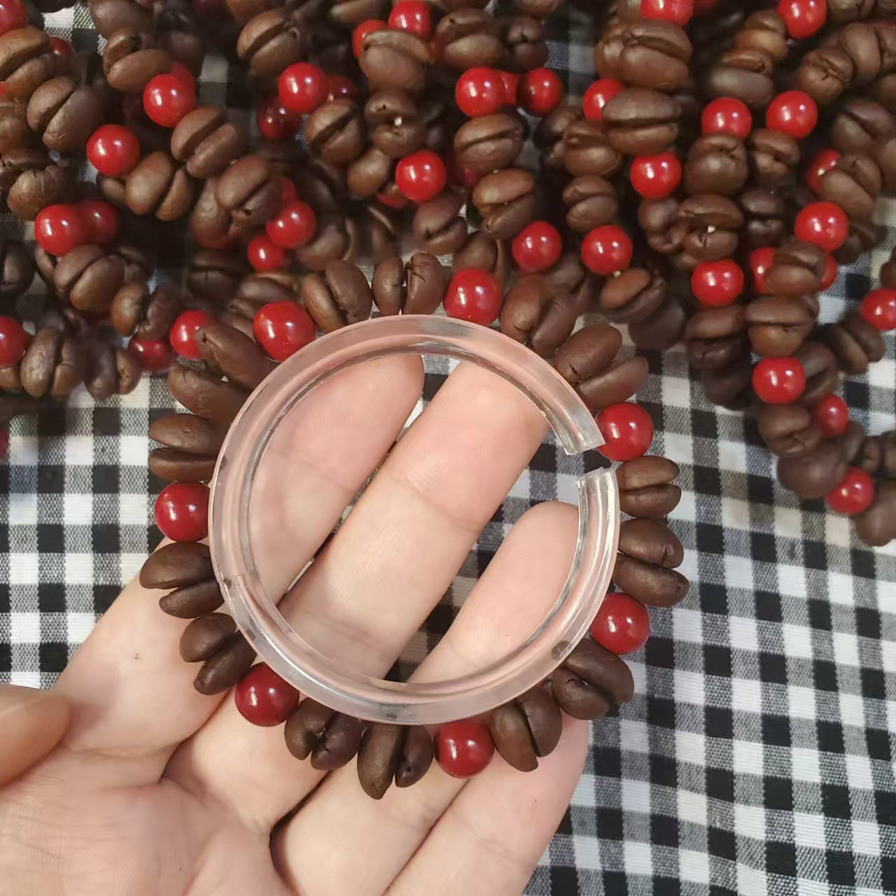 Coffee Bean Ebony Kitten Head Passion Fruit Seed Bracelets