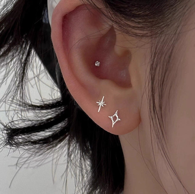 Simple High-grade Asymmetric Four Stars Design Earrings