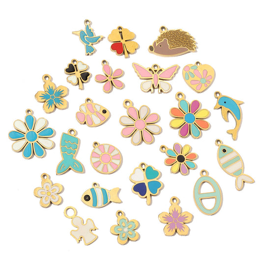 Flower Fish Colorful Oil Titanium Steel Female Angel Pendants