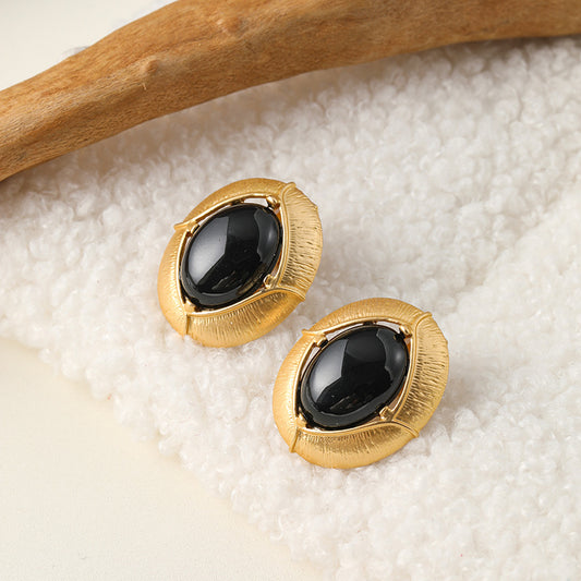 Edge Black Resin Hollow Ear Retro Artistic Earrings