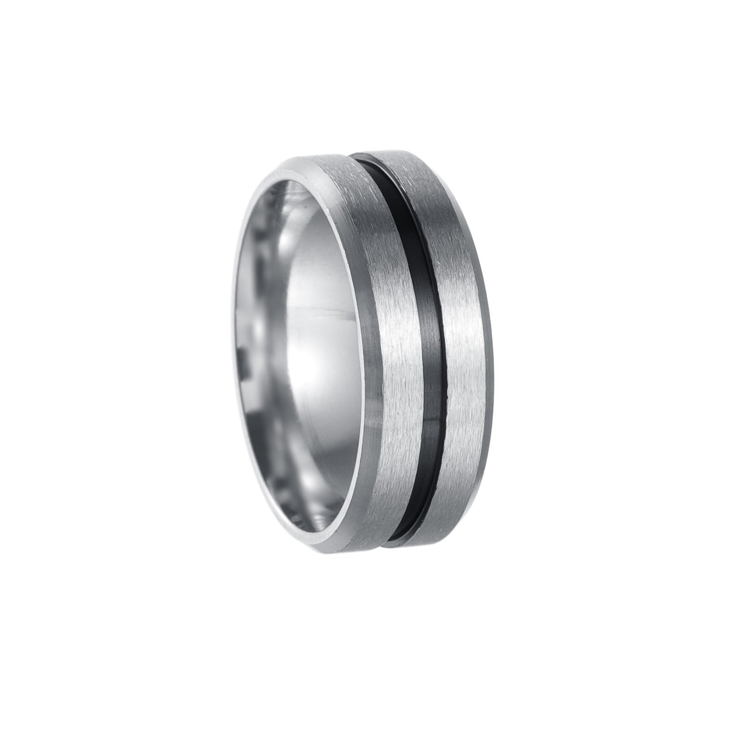 Men's Wedding Double Bevel Brushed Matte Simple Rings