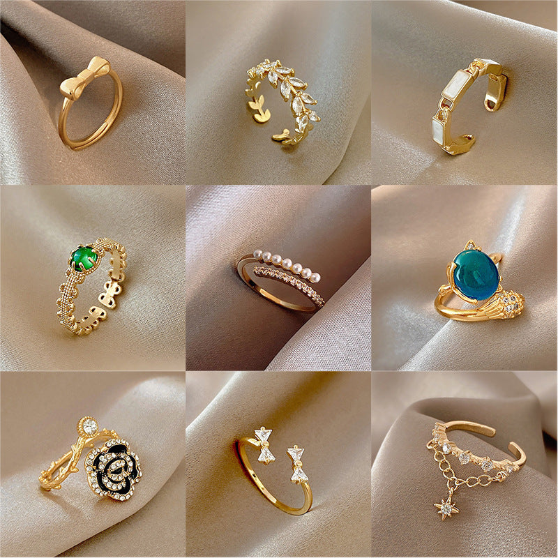 Women's Open High-grade Light Luxury Pearl Forefinger Niche Design Rings