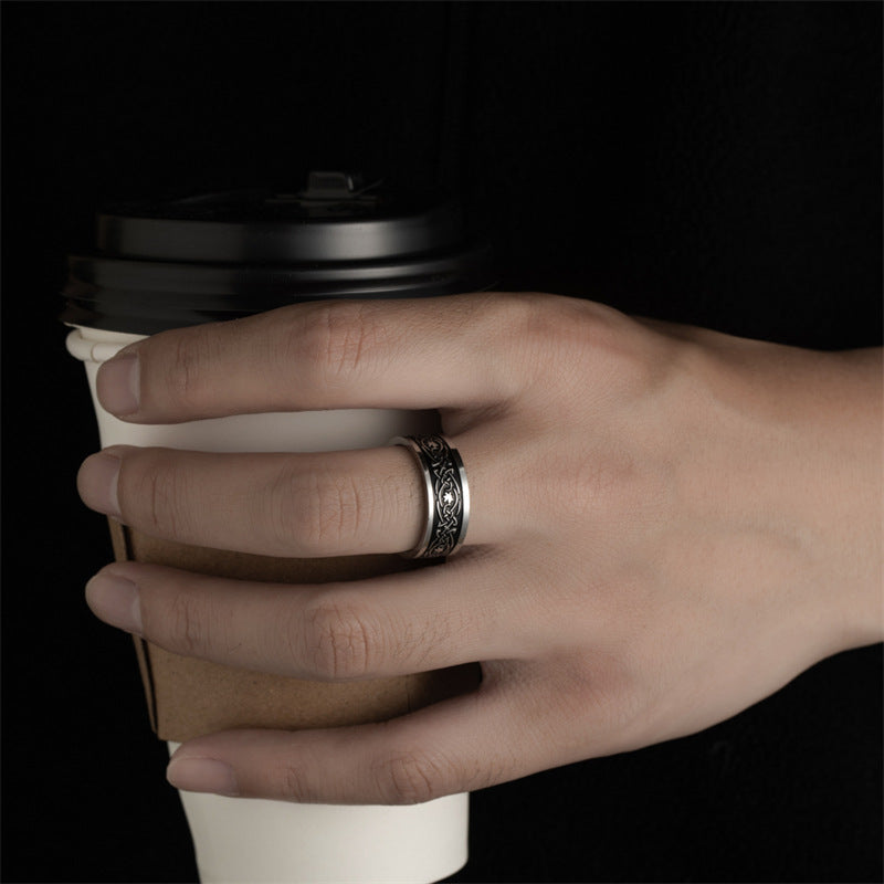 Men's Trade Viking Pattern Retro Domineering Titanium Rings