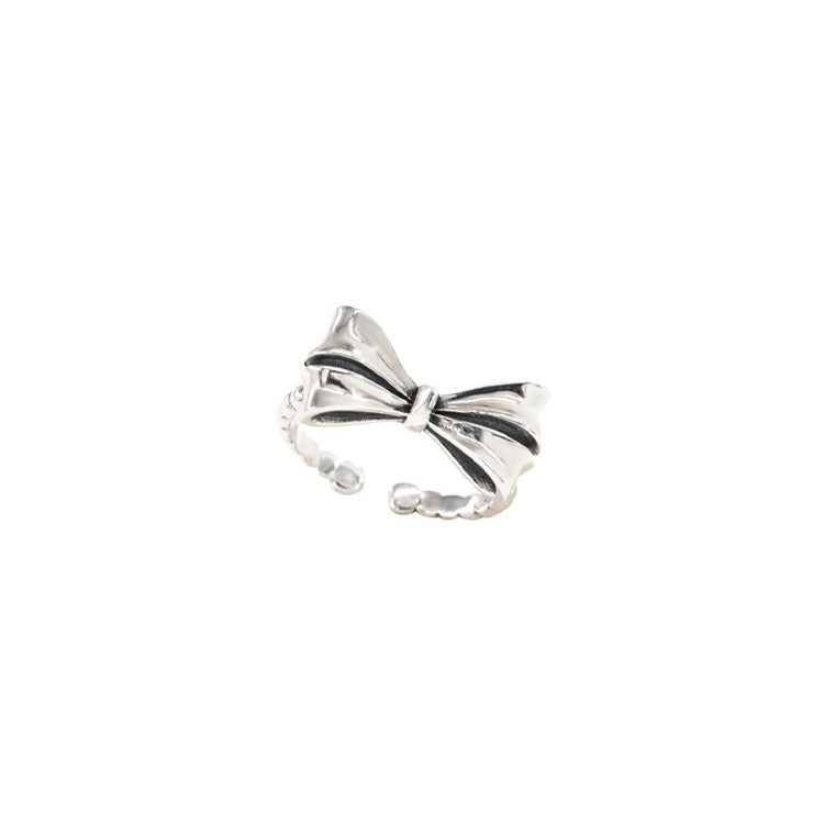 Niche Bow Round Beads Sier Female Rings