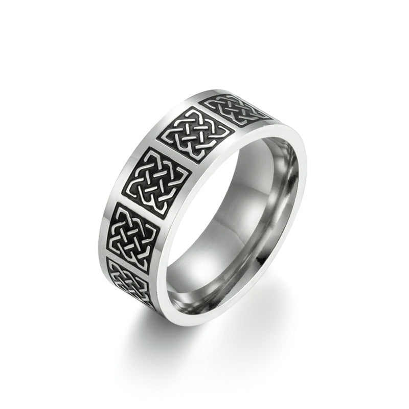 Men's Trade Viking Pattern Retro Domineering Titanium Rings