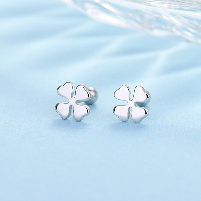 Sier Titanium Stainless Steel Love Clover Earrings