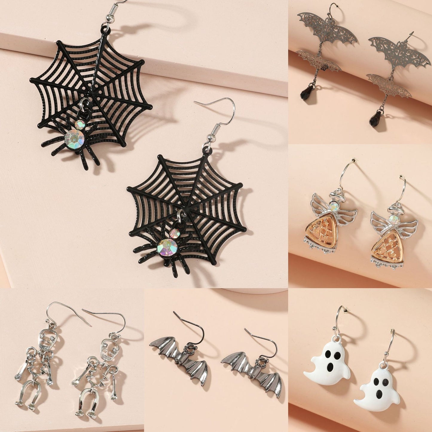 Alloy Funny Fun Ghost Pumpkin Spider Earrings