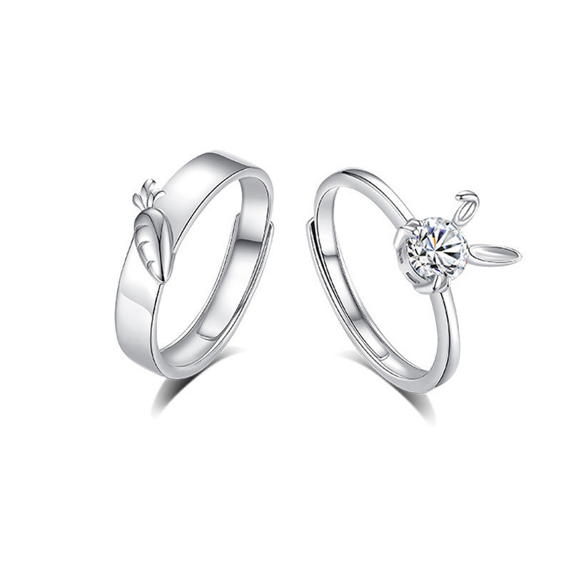 Women's & Men's Couple Pair Of Design High-grade Radish Rabbit Valentine's Rings