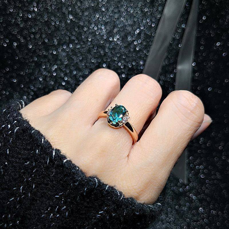 Women's Amethyst Personality Simple Retro Imitation Tourmaline Rings