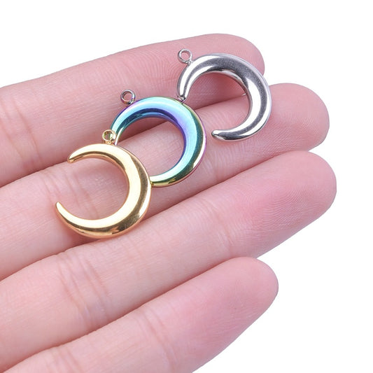 Crescent Steel Gold Titanium Colorful Metal Pendants