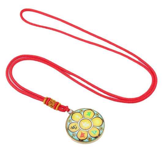 Large Alloy Round Mantra Six Words Oval Necklaces