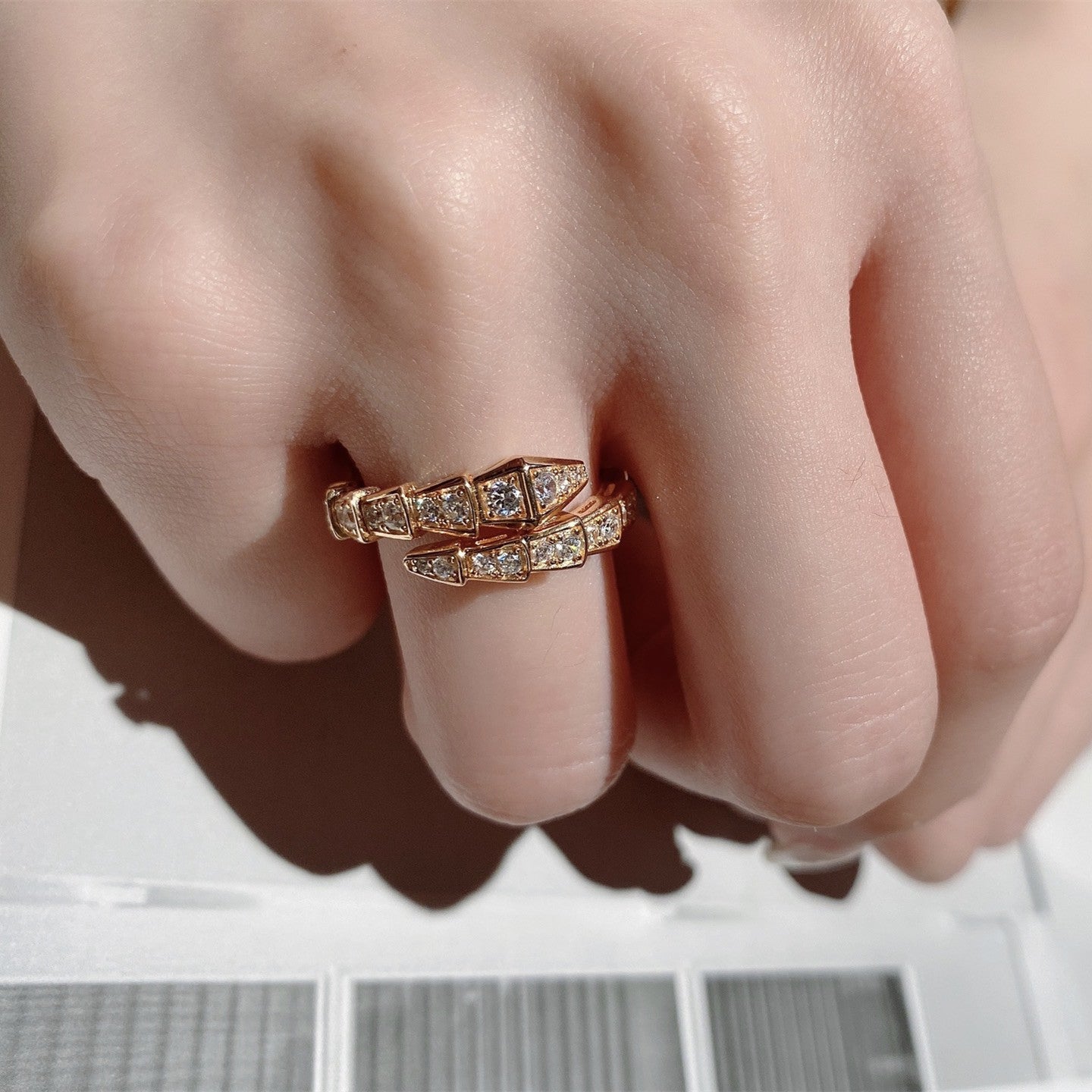 Full Diamond Snake Bone Light Luxury Open Female Index Finger Ring