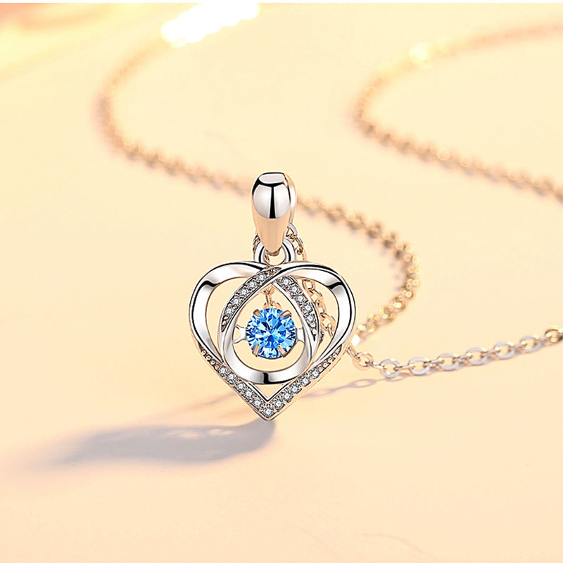 Women's Sier Smart Love For Niche Heart-shaped Light Necklaces