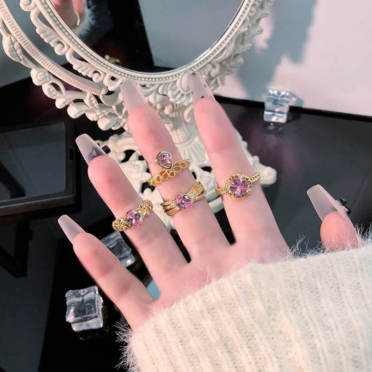 Women's Gold Pink Diamond Open For Niche Rings